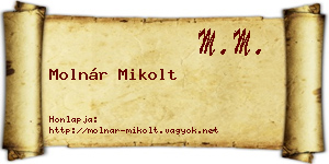 Molnár Mikolt névjegykártya